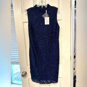 Ice Cube cocktail lace beaded midi dress in navy size 40/ M
